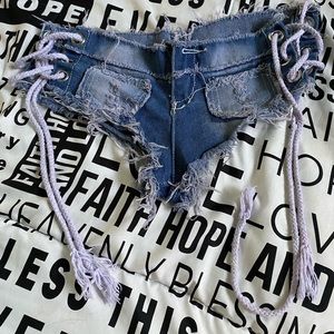 Denim booty shorts/ dance wear